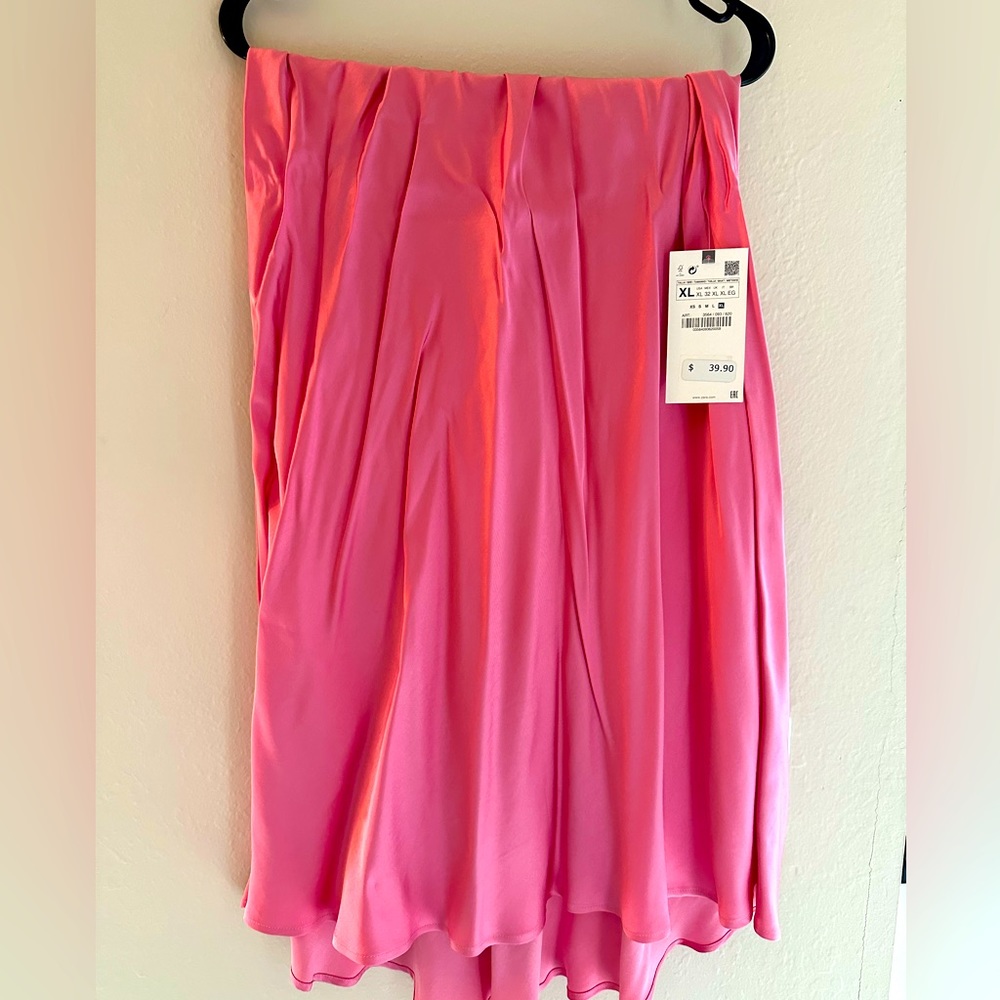 Zara silky skirt- Barbie pink for sale!! New with tags!!!